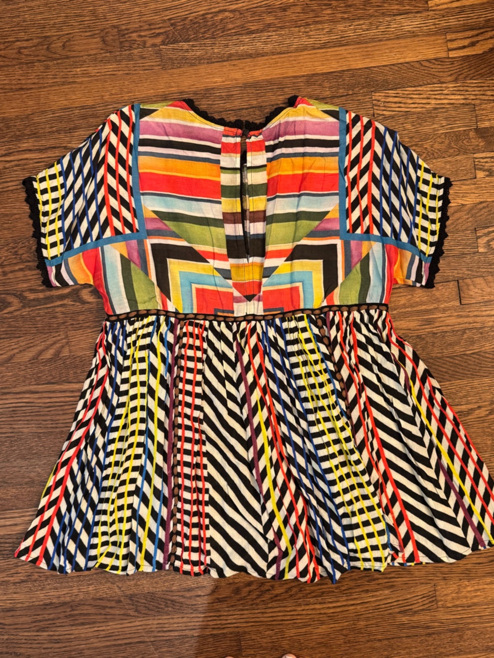 Anthropologie Conditions Apply Multicolor Striped Peplum Tunic Size Small - Picture 7 of 7
